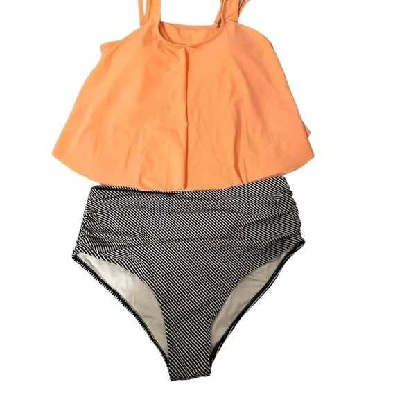 NWT Aqua Eve Women's Plus Size 2 Piece Swimsuit Off Shoulder Bikini High Waisted - Picture 2 of 8